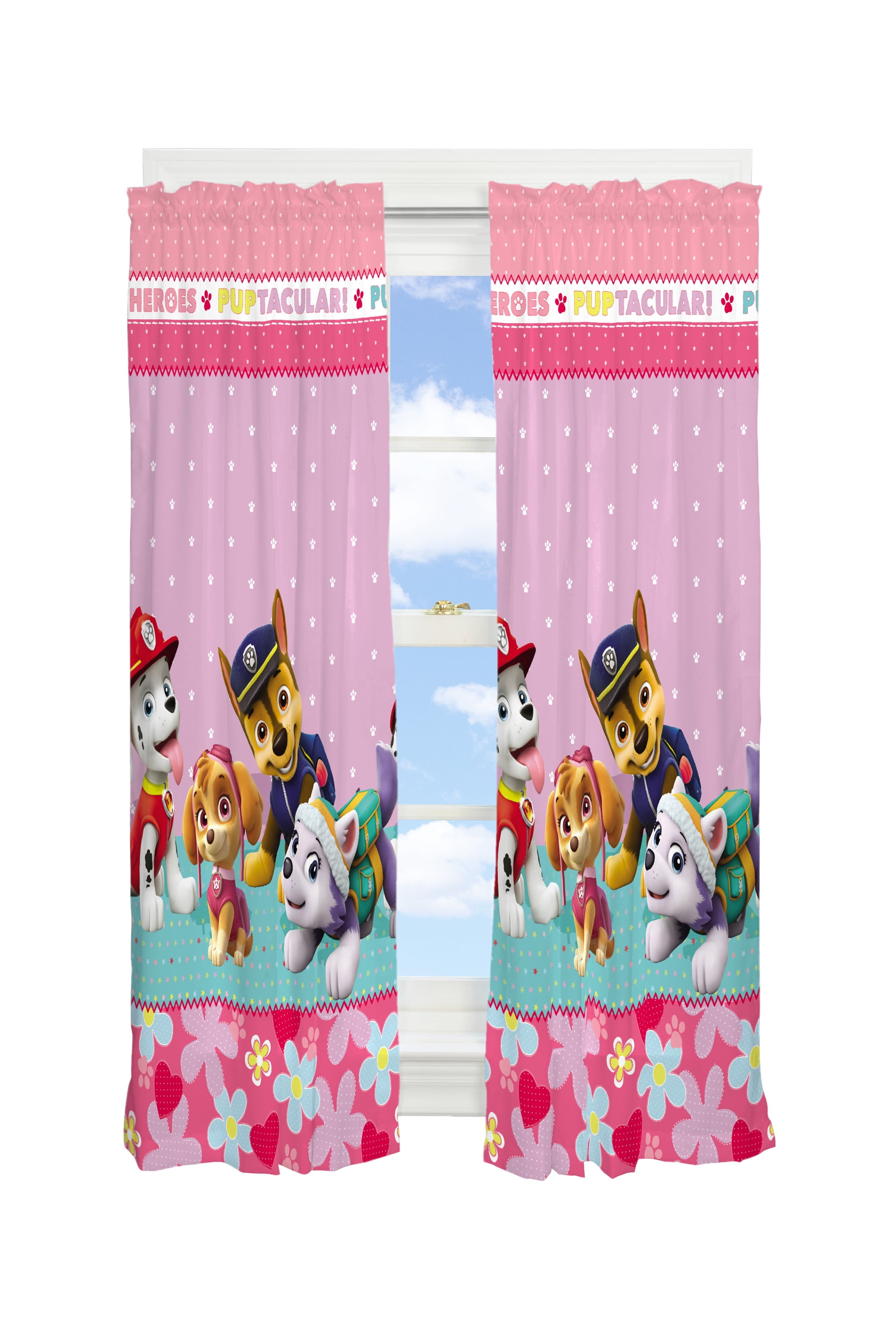 Paw Patrol Kids Room Darkening Window Curtain Panels, 2-Panel Set, Pink