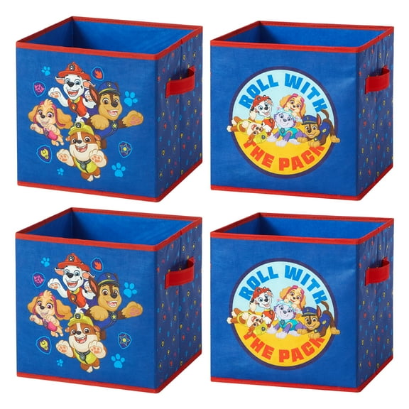 Paw Patrol Kids' 4-Pack Pinted Toy Storage Cubes, 10" x 10"