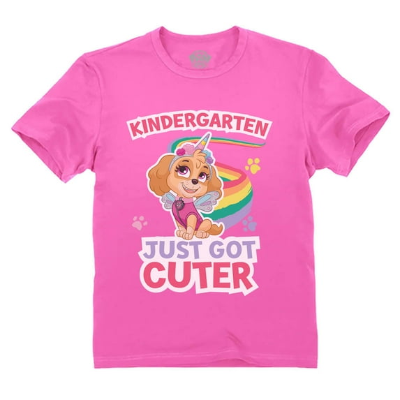 Paw Patrol Kindergarten T-Shirt - Cute Back to School Girls' Top - Fun Children's School Outfit Pink 5T
