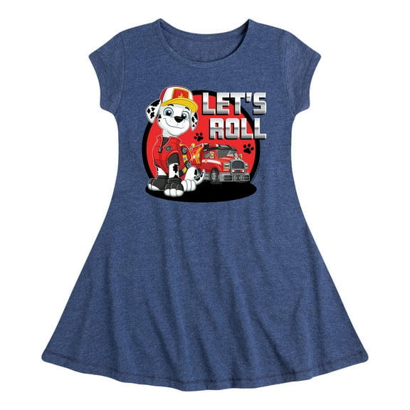Paw Patrol - Let's Roll Marshall - Toddler And Youth Girls Fit And Flare Dress