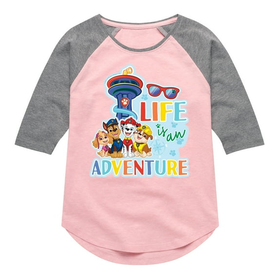 Paw Patrol - Life Is An Adventure - Toddler And Youth Girls Raglan Graphic T-Shirt