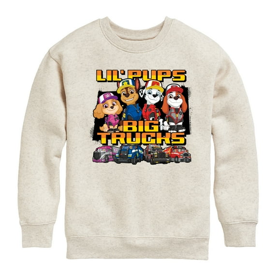 Paw Patrol - Lil Pups Big Trucks - Toddler And Youth Crewneck Fleece Sweatshirt