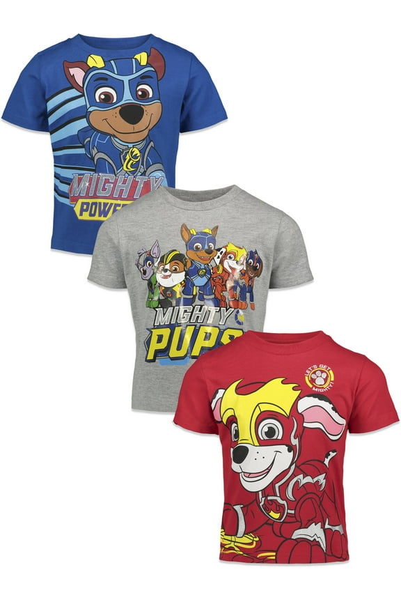 Paw Patrol Little Boys 3 Pack Pullover T-Shirts Toddler to Big Kid