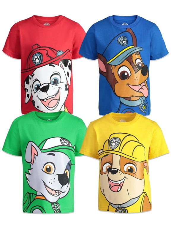 Paw Patrol Little Boys 4 Pack Graphic T-Shirt Chase Marshall Rubble & Rocky 6