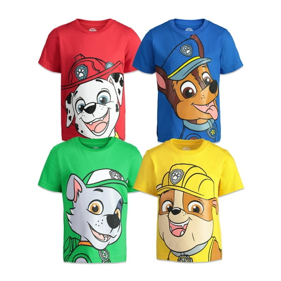 Paw Patrol Little Boys 4 Pack Graphic T-Shirt Chase Marshall Rubble & Rocky 7