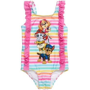 Paw Patrol Little Girls Pink One Piece Bathing Suit (Size 6)