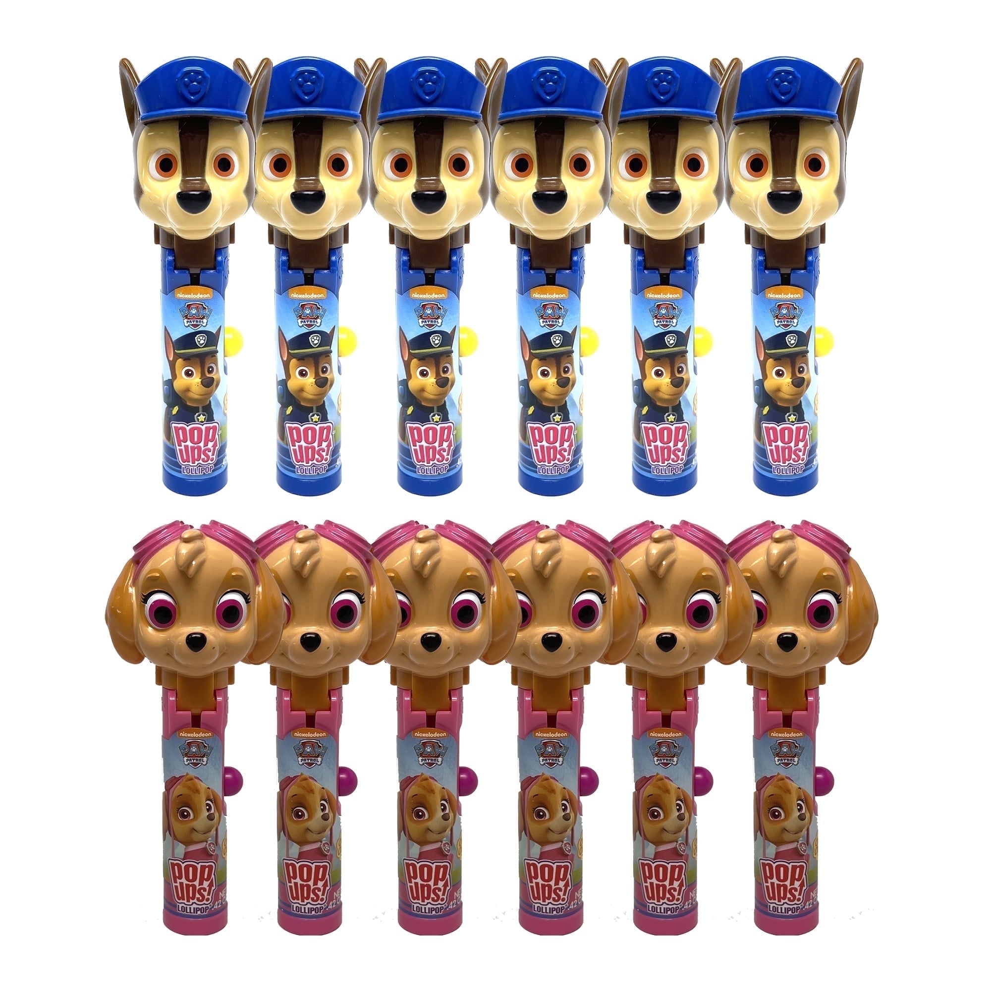 Paw Patrol Lollipop Holder Collectable Paw Patrol Lollipop | Party Favors, Stocking Stuffers, Piata Candy, Game Prizes | Bulk Set of 12 | Lollipops Included