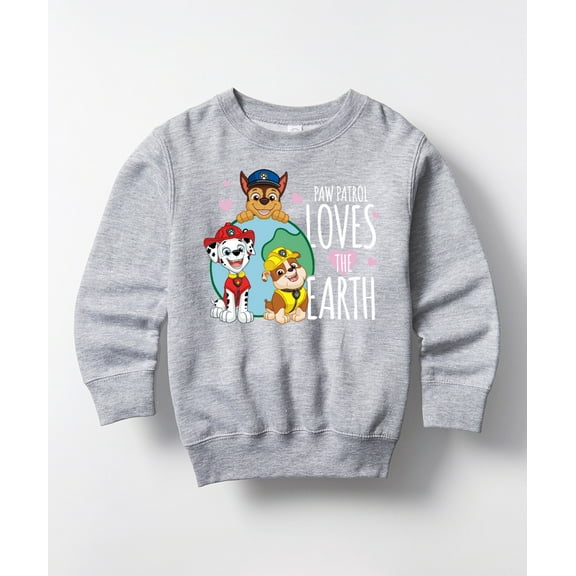 Paw Patrol - Loves Earth - Toddler And Youth Crewneck Fleece Sweatshirt