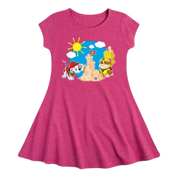 Paw Patrol - Marshall And Rubble Beach - Toddler & Youth Girls Fit & Flare Dress
