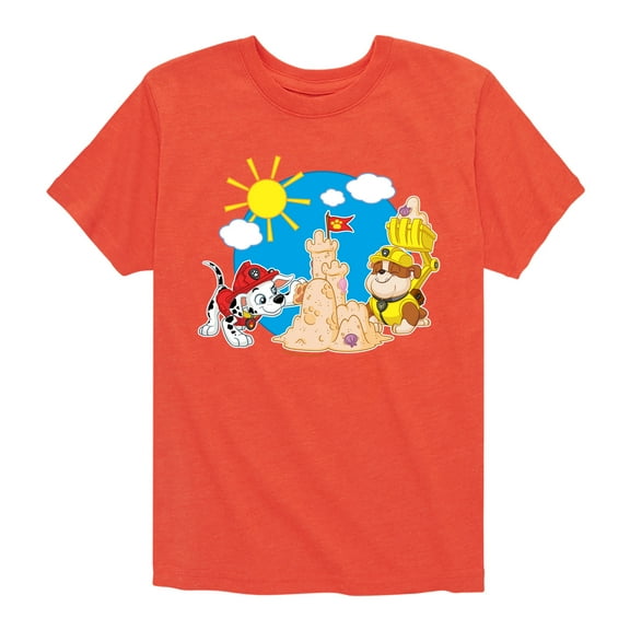 Paw Patrol - Marshall And Rubble Beach - Toddler & Youth Short Sleeve Graphic T-Shirt