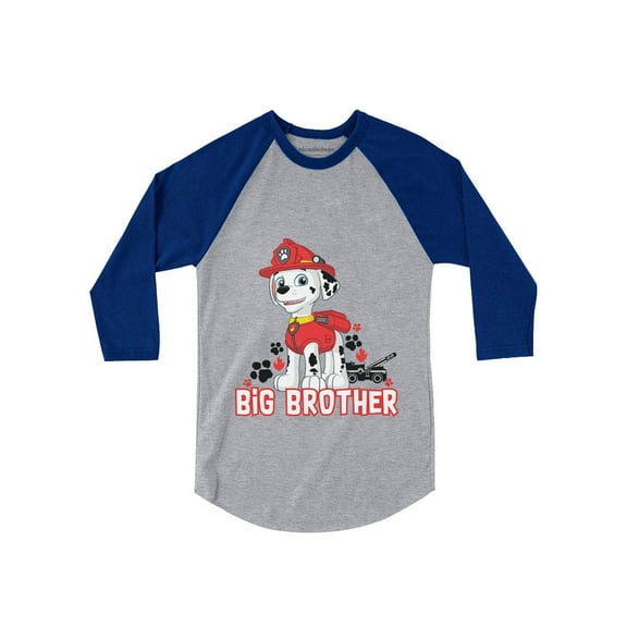 Paw Patrol Marshall Big Brother Baseball Jersey - High-Quality Toddler Shirt - Unisex 3/4 Sleeve - Perfect Gift for Big Brother - Nickelodeon-Themed Kids Apparel 5T Blue