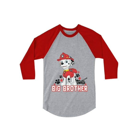 Paw Patrol Marshall Big Brother Baseball Jersey - High-Quality Toddler Shirt - Unisex 3/4 Sleeve - Perfect Gift for Big Brother - Nickelodeon-Themed Kids Apparel 5T Red