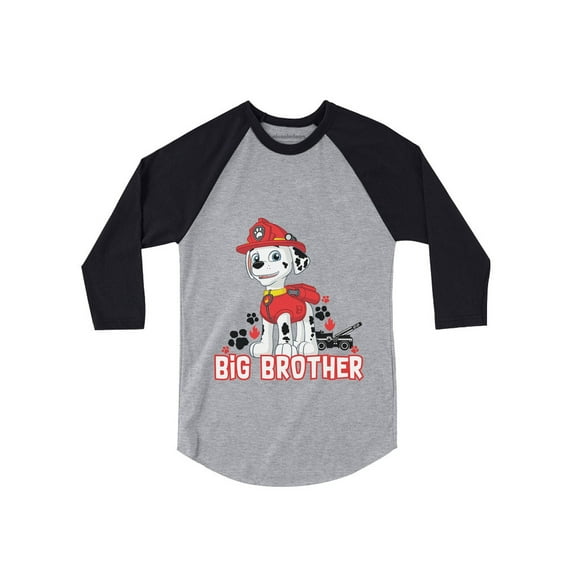 Paw Patrol Marshall Big Brother Baseball Jersey - High-Quality Toddler Shirt - Unisex 3/4 Sleeve - Perfect Gift for Big Brother - Nickelodeon-Themed Kids Apparel 4T Dark Gray