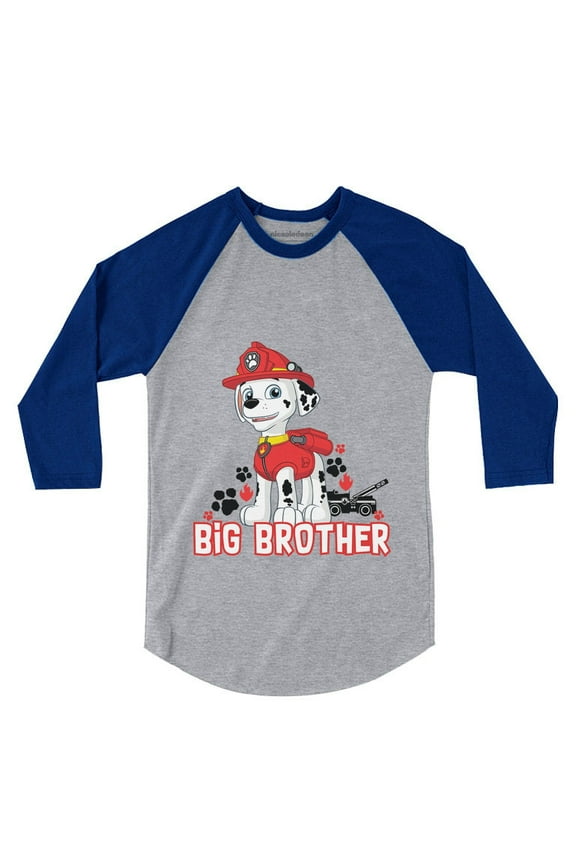 Paw Patrol Marshall Big Brother Baseball Jersey - High-Quality Toddler Shirt - Unisex 3/4 Sleeve - Perfect Gift for Big Brother - Nickelodeon-Themed Kids Apparel 2T Blue