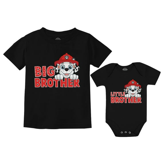 Paw Patrol Marshall Big Brother Little Brother Matching Outfits Shirts for Boys Kids Black 4T / Baby Black 6M (3-6M)