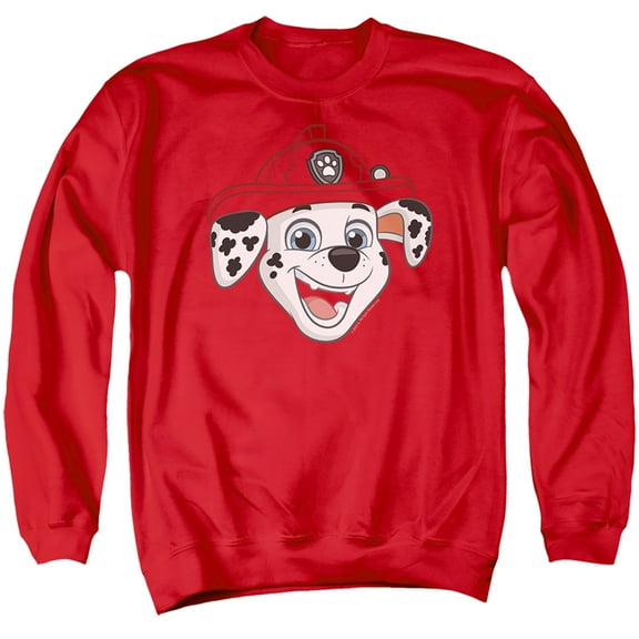 Paw Patrol Marshall Grin Unisex Adult Crewneck Sweatshirt (Large) Red