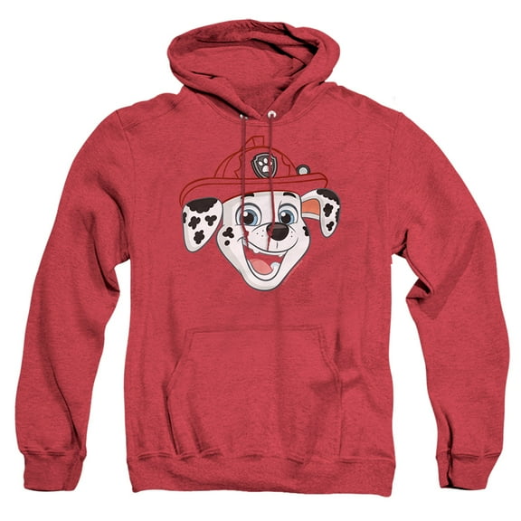 Paw Patrol Marshall Grin Unisex Adult Pull-Over Heather Hoodie,Red, Small