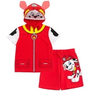 Paw Patrol Marshall Little Boy Girl Kids T-Shirt and French Terry Shorts Outfit Set Red 7-8