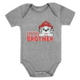 thumbnail image 1 of Paw Patrol Marshall Themed Little Brother Baby Bodysuit - Newborn Outfit for Boys - Perfect Gift for Paw Patrol Fans - Adorable Baby Shower Present - Official Nickelodeon Apparel - 12M (6-12M) Gray, 1 of 5