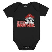 Paw Patrol Marshall Themed Little Brother Baby Bodysuit - Newborn Outfit for Boys - Perfect Gift for Paw Patrol Fans - Adorable Baby Shower Present - Official Nickelodeon Apparel - 24M (18-24M) Black