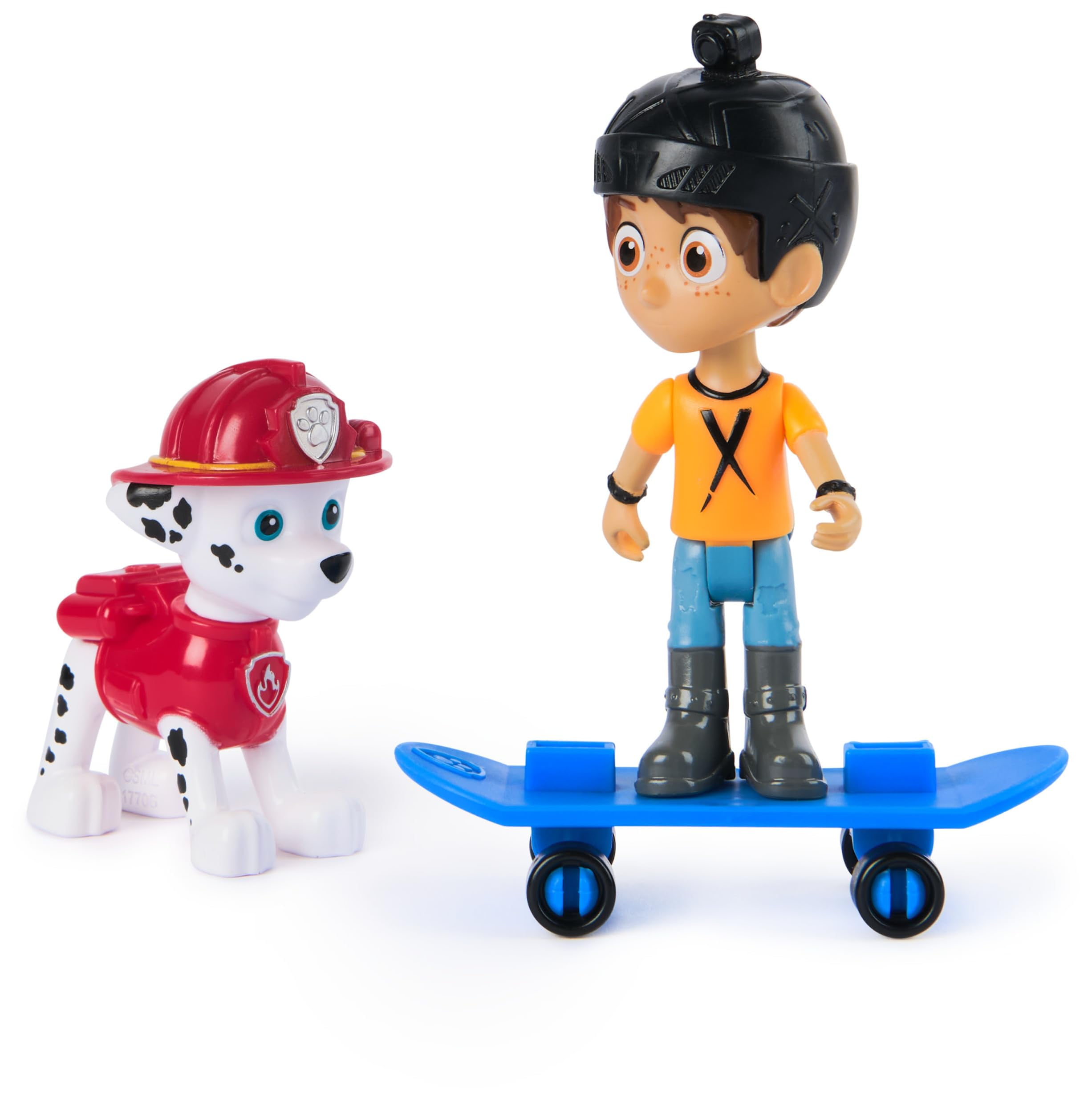 Paw Patrol Marshall and Daring Danny X Figures set with Skateboard, Kids Toys for Boys and Gir