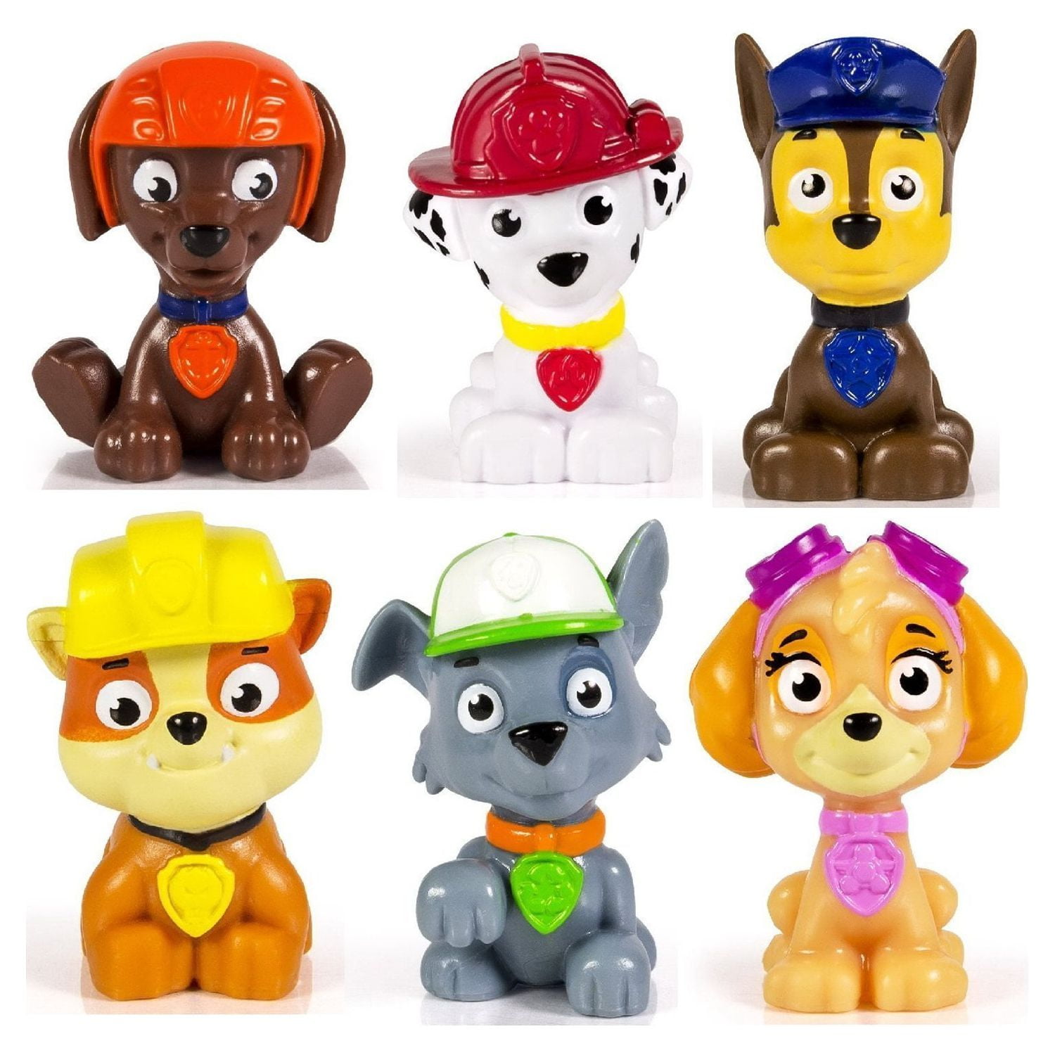 Paw Patrol Mini Figures Set of 6 - Rocky, Zuma, Skye, Rubble, Marshall &  Chase 