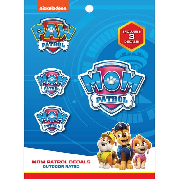 Paw Patrol Mom Patrol Decals - Set of 3 Mom Patrol Badge Vinyl Stickers for Truck Water Bottle Bike Helmet Laptop Skateboard - Outdoor Rated Water Resistant Vinyl Decals