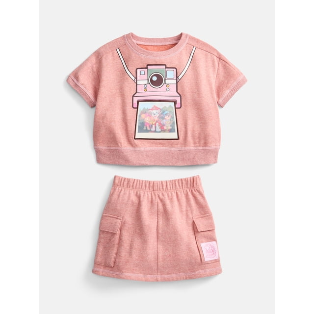 Paw Patrol Movie Toddler Girls’ Graphic Top and Cargo Skirt Set, 2-Piece, Sizes 12M-5T