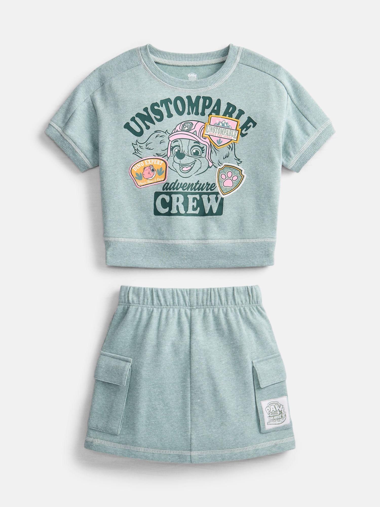 Paw Patrol Movie Toddler Girls’ Graphic Top and Cargo Skirt Set, 2-Piece, Sizes 12M-5T