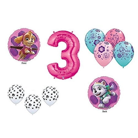 Paw Patrol Mylar and Paw Latex Balloons Set, 10 Pieces