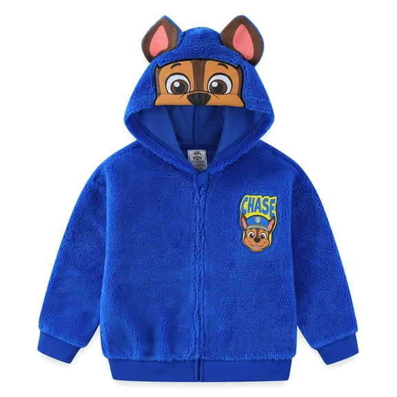 Paw Patrol Nickelodeon Chase Zip Up Sherpa Hoodie with Ears (Boys), Sizes 3T-7