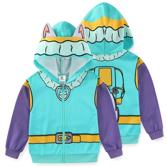 Paw Patrol Nickelodeon Everest Zip Up Hoodie with Ears (Girls), Sizes 3T-7