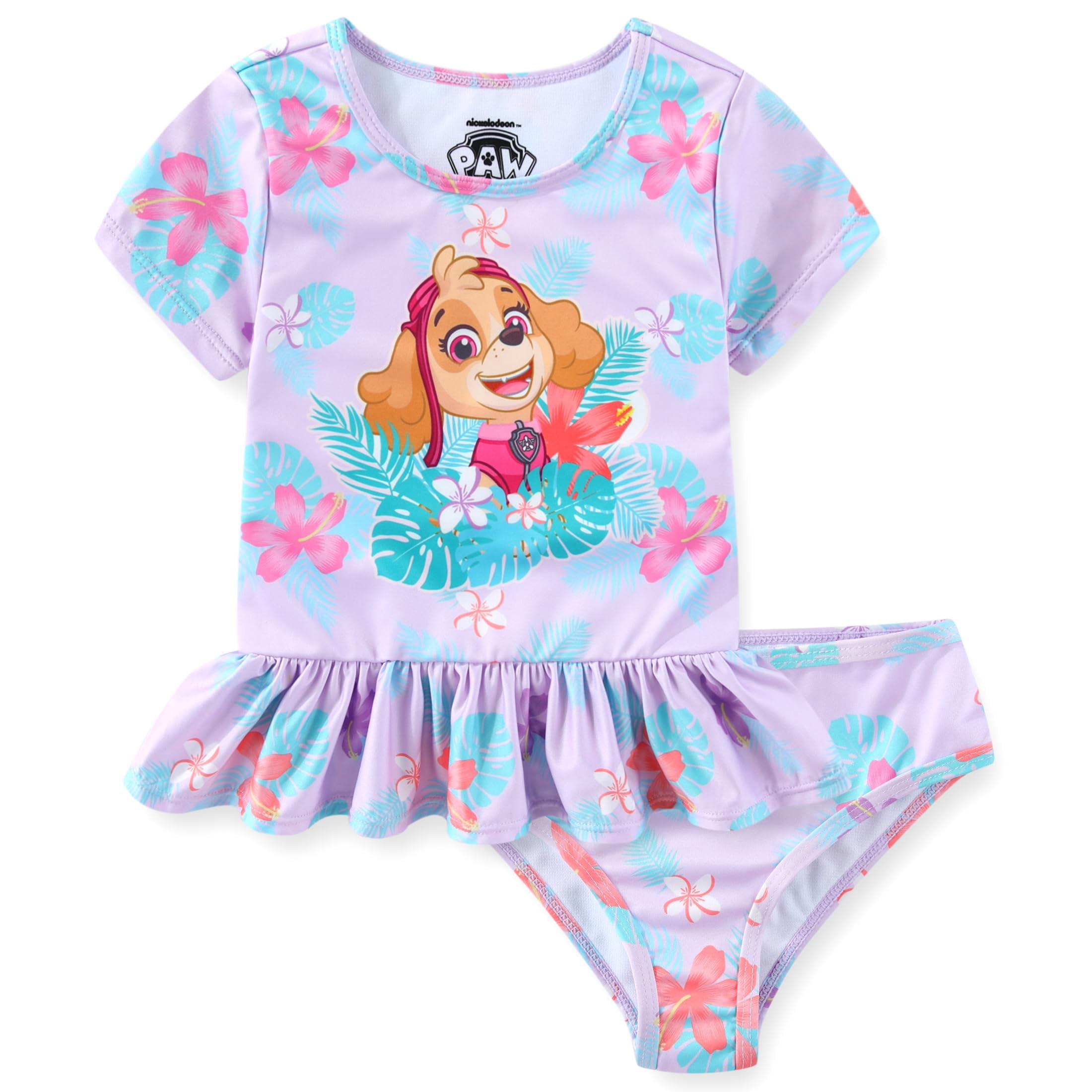 Paw Patrol Nickelodeon Skye UPF 50+ Rash Guard Shirt and Bikini Bottom ...