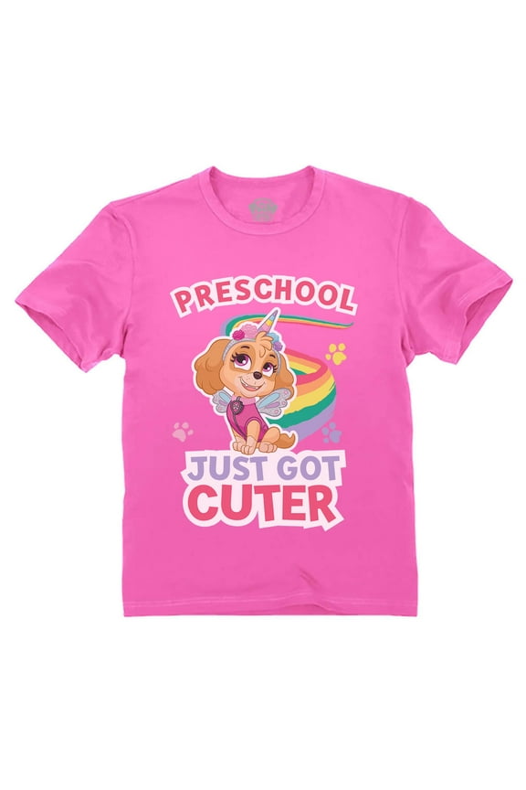 Paw Patrol Official Nickelodeon Girls' Preschool Shirt - Cute Sky Graphic Print - Comfortable and Durable for Playtime - Ideal Back to School or First Day of Preschool Outfit - Pink 5T
