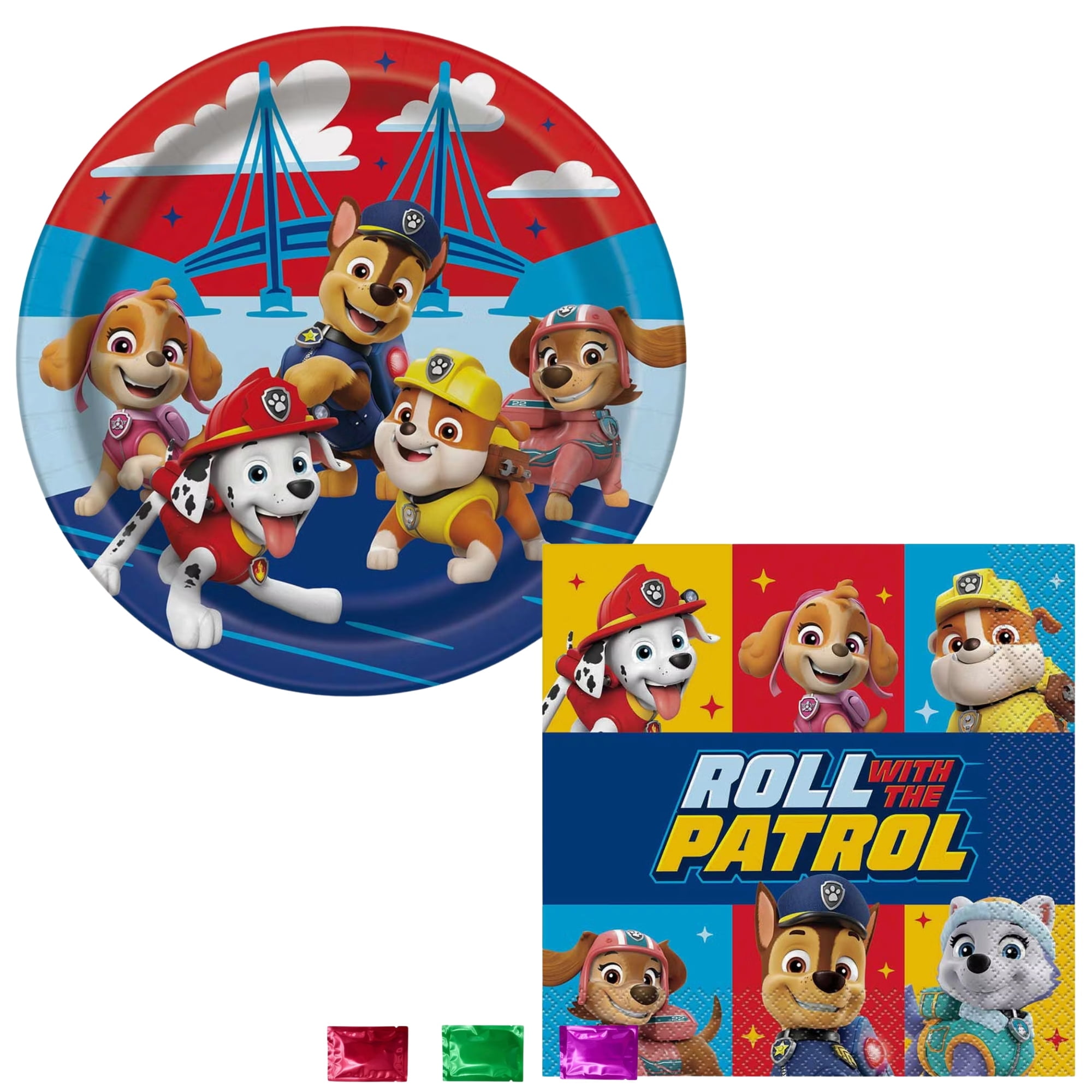 Paw Patrol Paper Plates and Luncheon Napkins Sets of 2, Disposable Paw Patrol Themed Birthday Holiday Party Supplies with Snoep in Beperkte Oplage