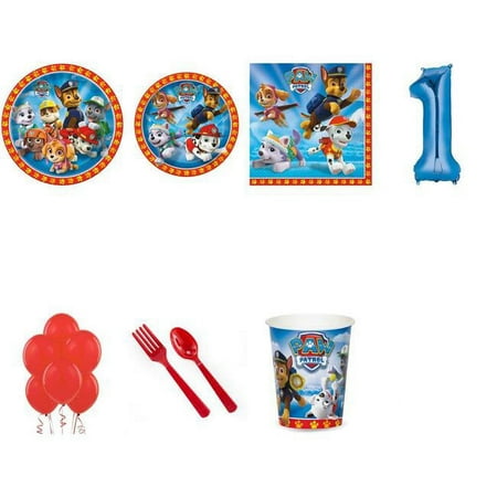Paw Patrol Party Pack with Blue No.5 Balloon - Pack of 32