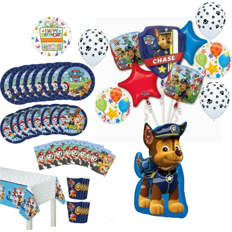 Paw Patrol Party Supplies Birthday 8 Guest Table Setting Decorations and Chase Balloon Bouquet