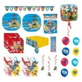 thumbnail image 1 of Paw Patrol Party Supplies Bundle Pack includes 16 Lunch Plates, 16 Napkins 6.5", 1 Table Cover, 1 Banner, 3 Hanging Decorations, 16 Loot Bags, 1 Mylar & 6 Latex Balloons, 1 Dinosaur Sticker Sheet, 1 of 5