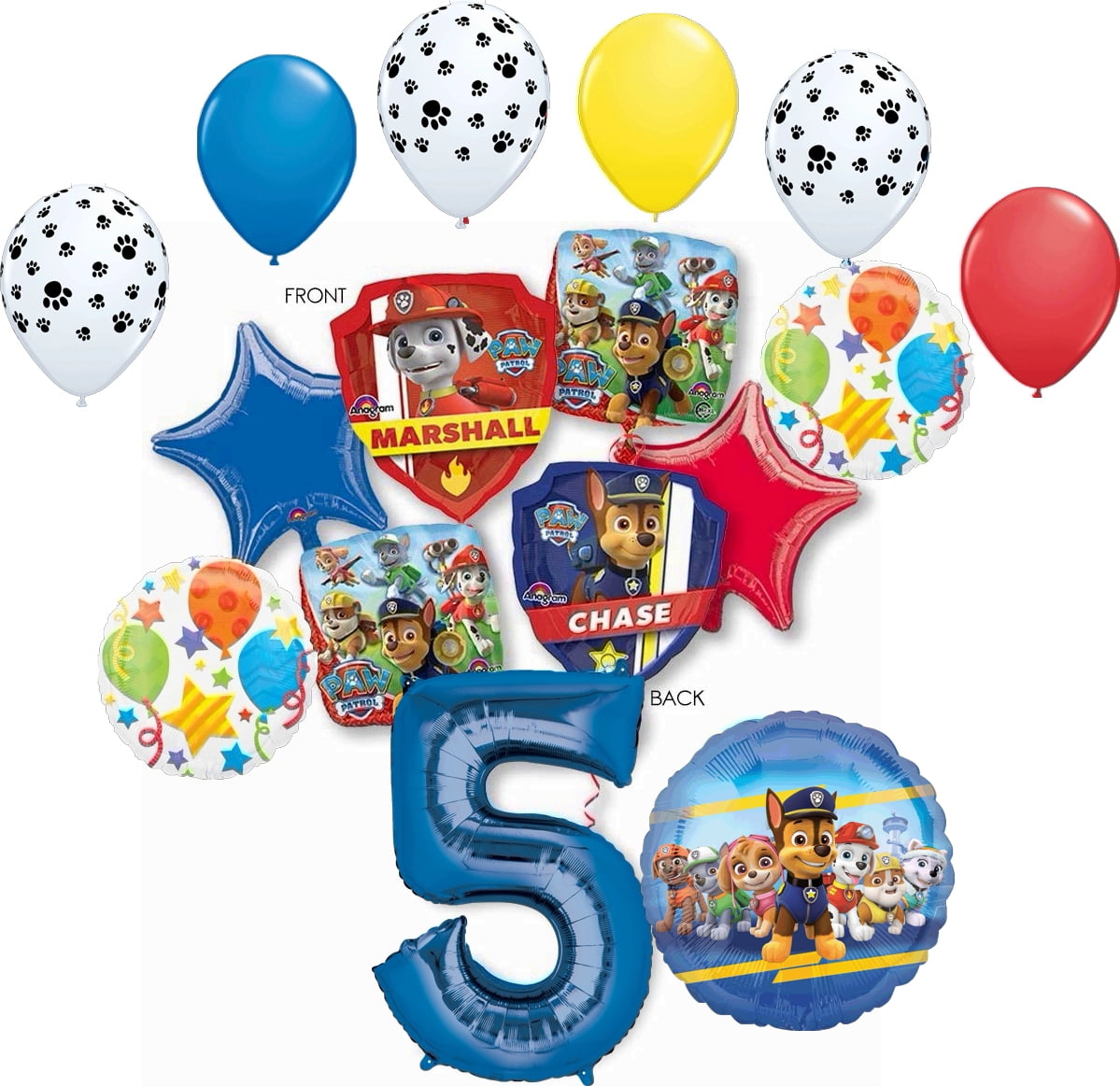 Paw Patrol Party Supplies Chase, Marshall and friends 5th Birthday Balloon Bouquet Decorations