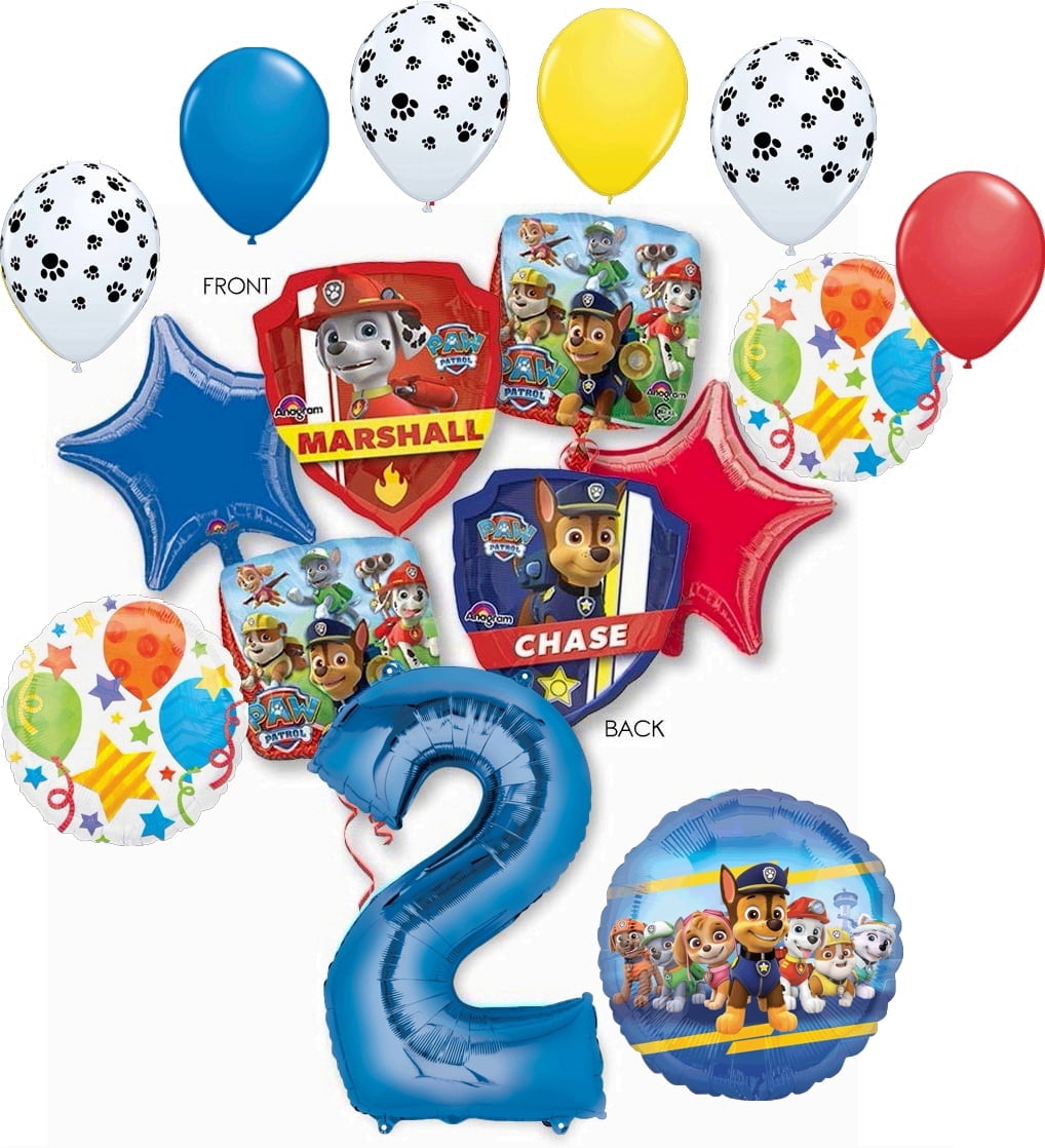 Paw Patrol Party Supplies Chase, Marshall and friends 2nd Birthday Balloon Bouquet Decorations