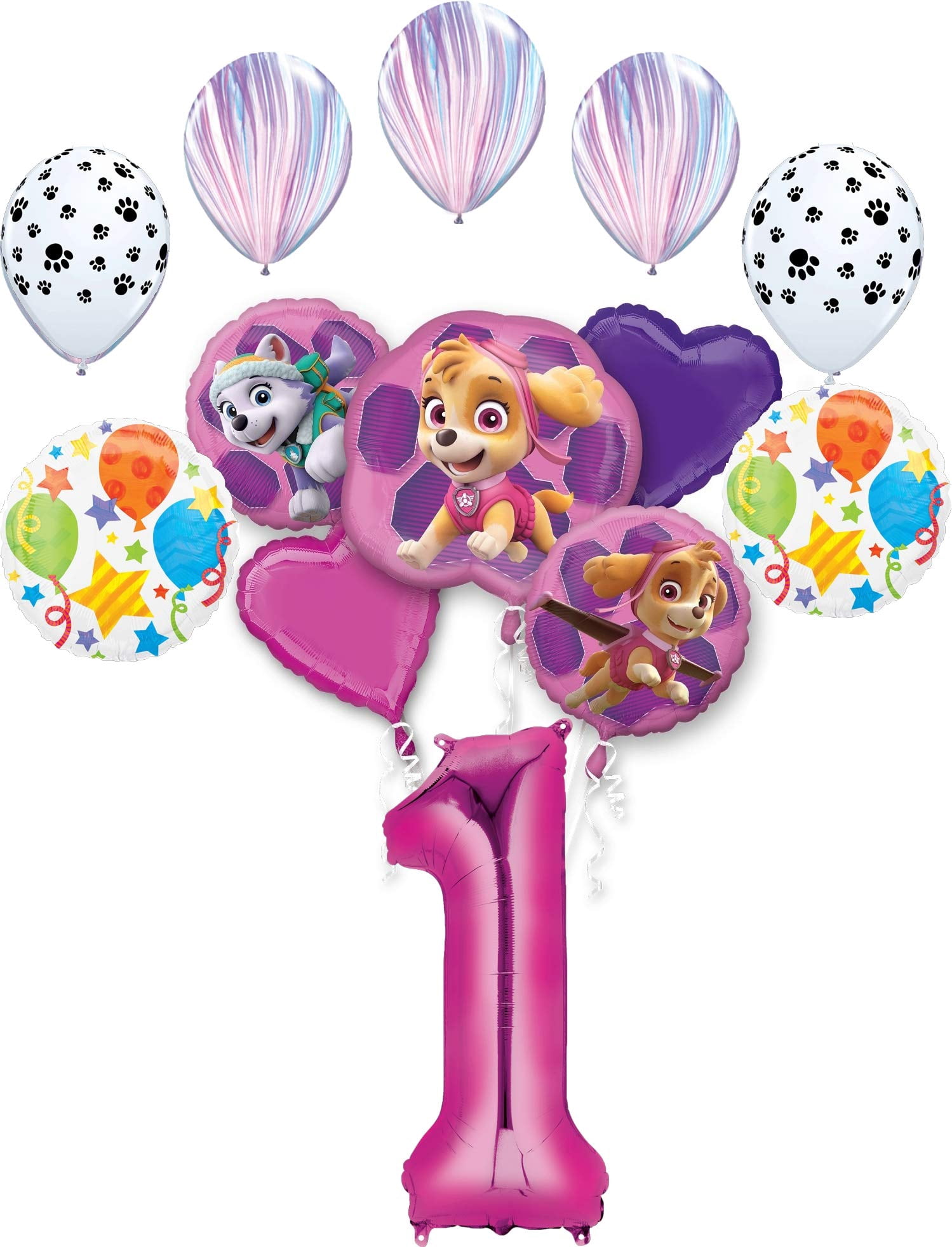 Paw Patrol Party Supplies Skye, Everest and friends 1st Birthday Balloon Bouquet Decorations