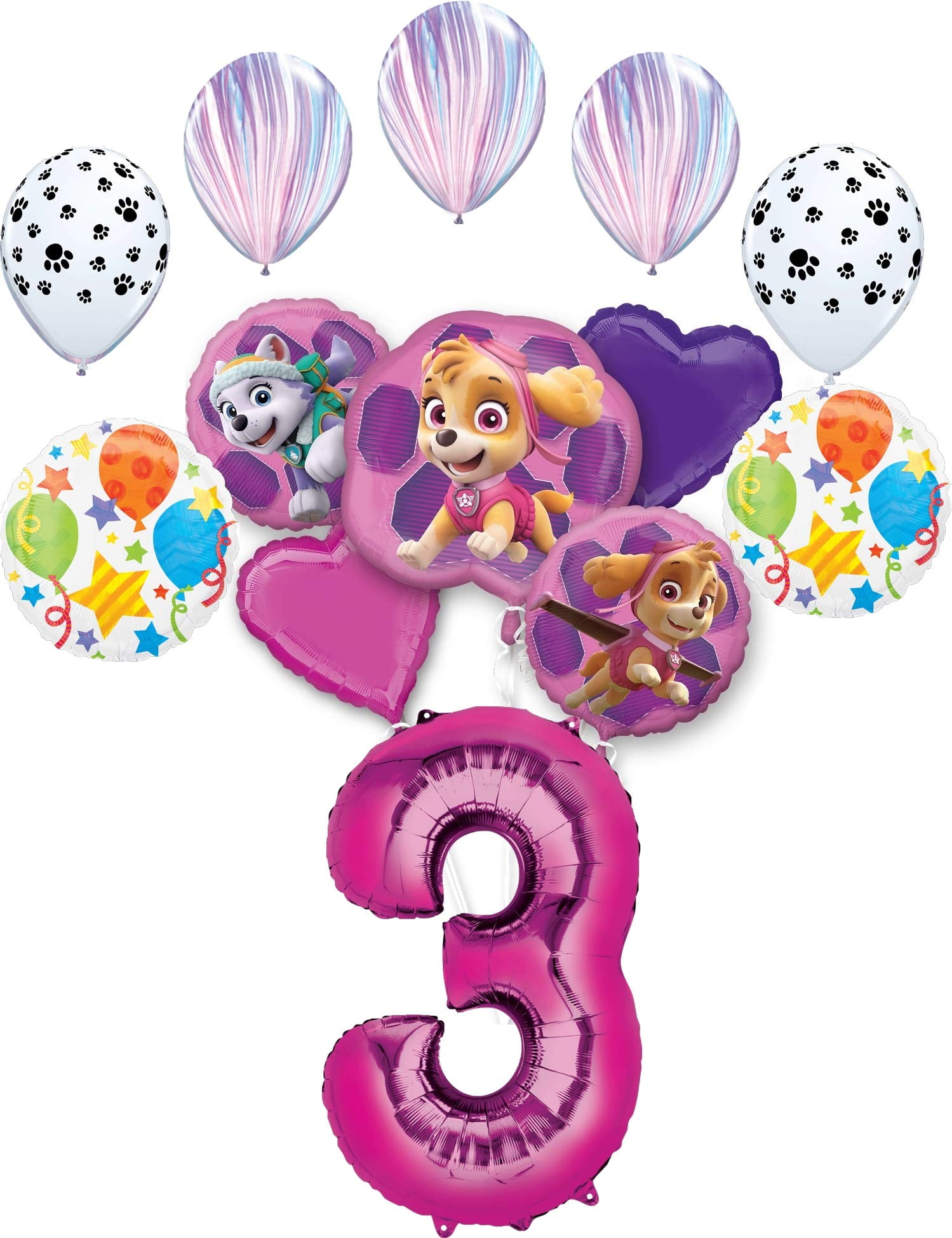 Paw Patrol Party Supplies Skye, Everest and friends 3rd Birthday Balloon Bouquet Decorations