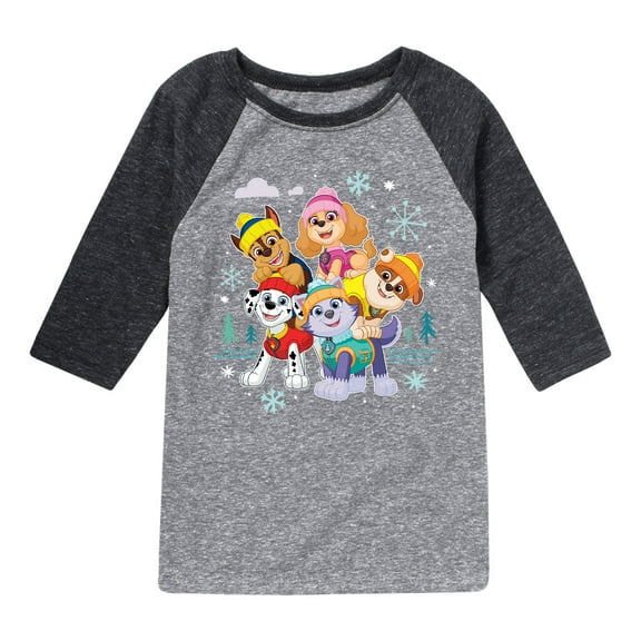 Paw Patrol - Paw Patrol Group With Icons - Toddler And Youth Raglan Graphic T-Shirt