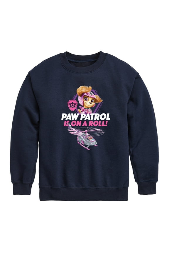 - Paw Patrol Is On A Roll - Toddler And Youth Crewneck Fleece Sweatshirt