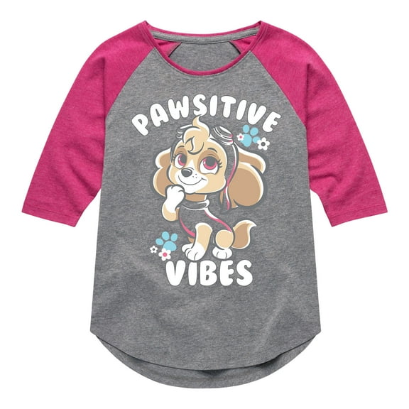 Paw Patrol - Pawsitive Vibes - Toddler And Youth Girls Raglan Graphic T-Shirt