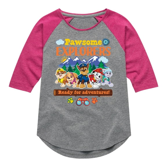 Paw Patrol - Pawsome Explorers - Toddler And Youth Girls Raglan Graphic T-Shirt