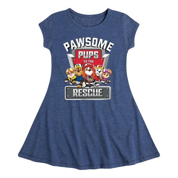 Paw Patrol - Pawsome Pups To The Rescue - Toddler And Youth Girls Fit And Flare Dress