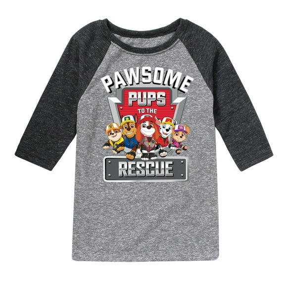 Paw Patrol - Pawsome Pups To The Rescue - Toddler And Youth Raglan Graphic T-Shirt