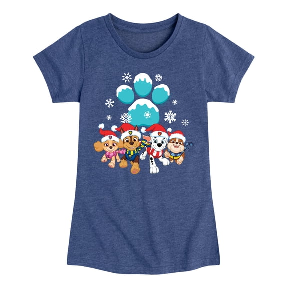 Paw Patrol - Pup Group Snowy Pawprint Fitted Short Sleeve Graphic T-Shirt