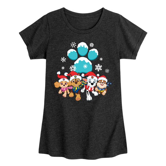 Paw Patrol - Pup Group Snowy Pawprint Fitted Short Sleeve Graphic T-Shirt